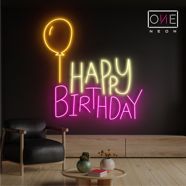 Balloon Happy Birthday Led Neon Sign
