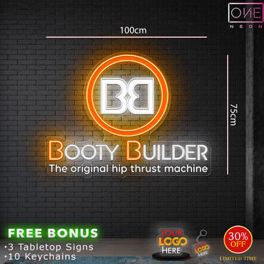 HAMMER STRENGTH & BOOTY BUILDER | LED Neon Sign ( 2 signs + 6 tabletops + 120 keychains)