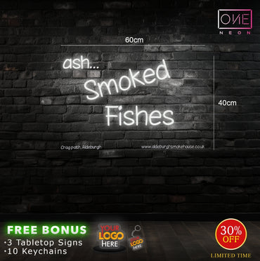 Ash Smoked Fishes + Open | LED Neon Sign (3 signs)
