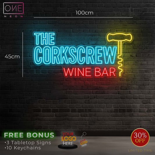 THE CORKSCREW WIN BAR l LED Neon Sign