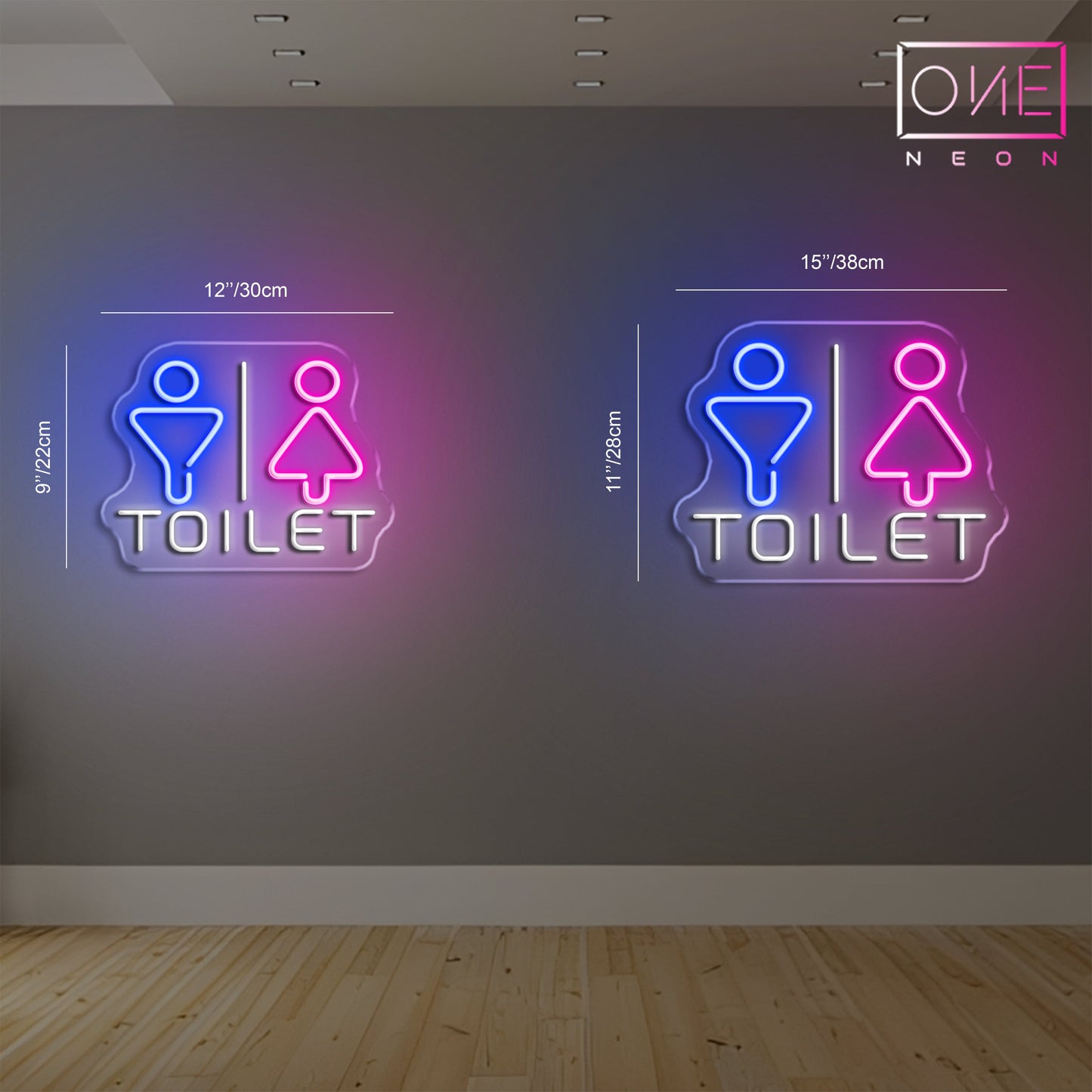 Enseigne néon LED Toilettes