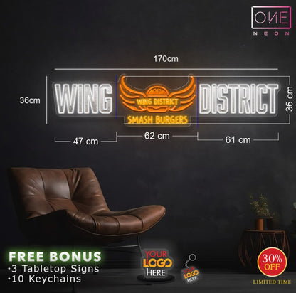 WING DISTRICT| LED Neon Sign (2 signs)