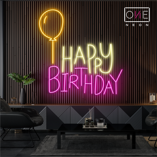 Balloon Happy Birthday Led Neon Sign