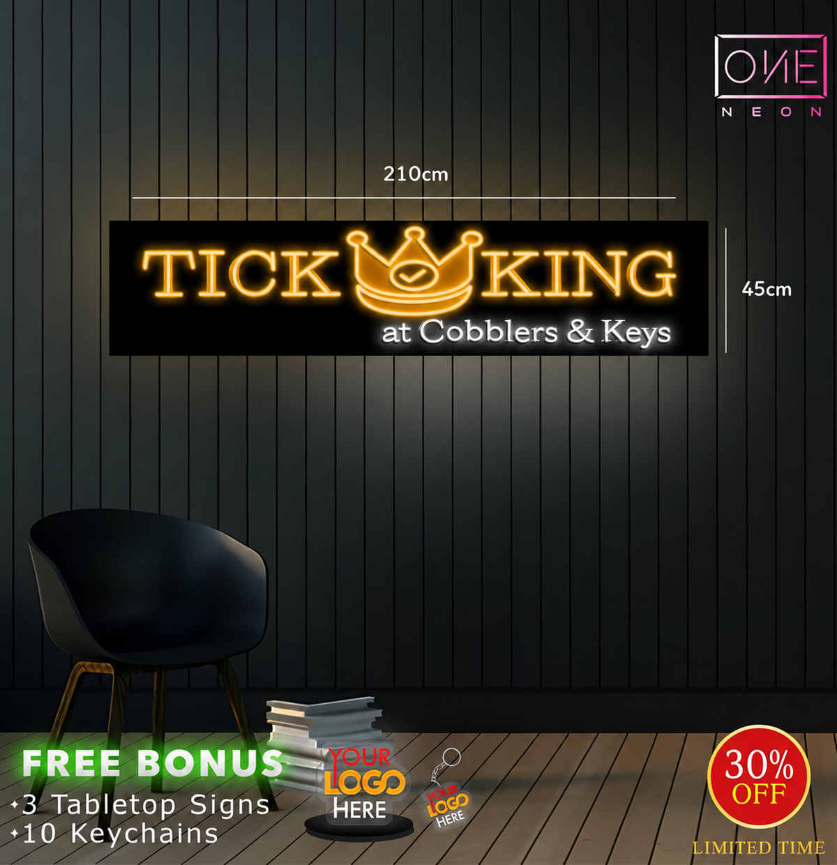 TICK KING AT COBBLERS & KEYS | LED Neon Sign