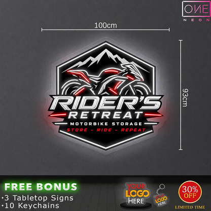 RIDER'S RETREAT MOTORBIKE STORAGE | LED Neon Sign