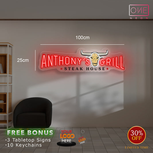 ANTHONY'S GRILL | LED Neon Sign (waterproof option)