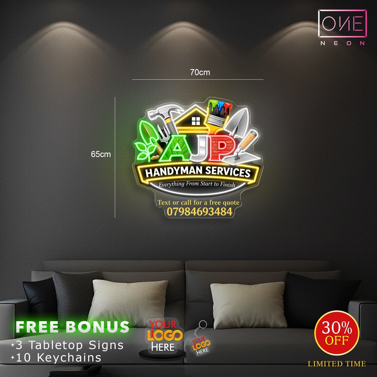 AJP logo | LED Neon Sign (waterproof)