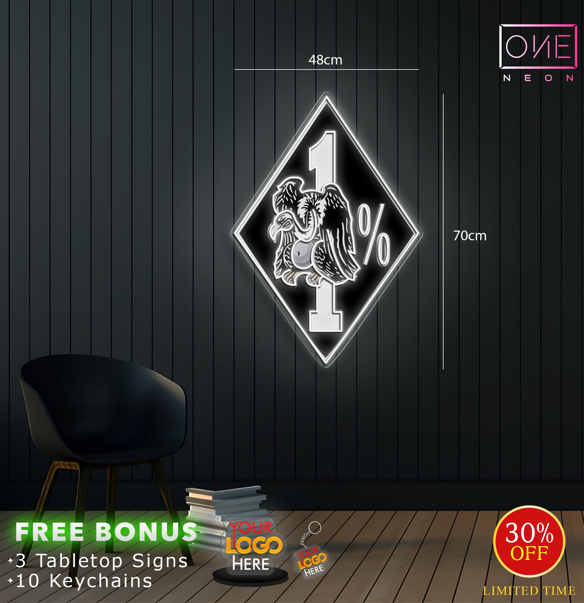 1% logo | LED Neon Sign