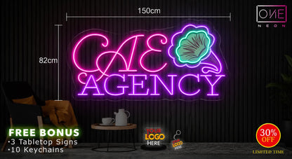 AGENCY | LED Neon Sign ( 3 TABLETOPS + 20 KEYCHAINS)