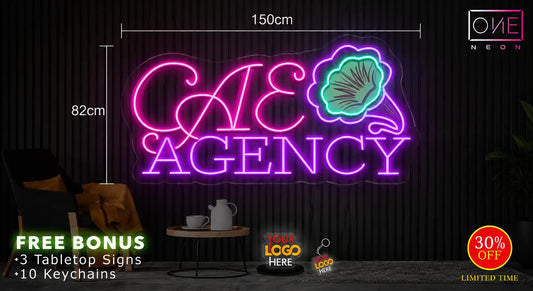 AGENCY | LED Neon Sign ( 3 TABLETOPS + 20 KEYCHAINS)