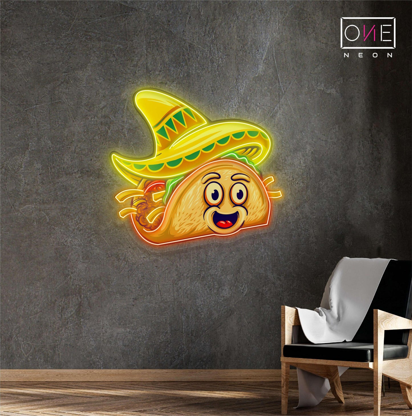 Enseigne néon LED artistique de tacos mignons et délicieux