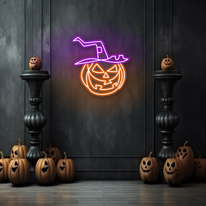Pumpkin Witch Hat LED Neon Sign