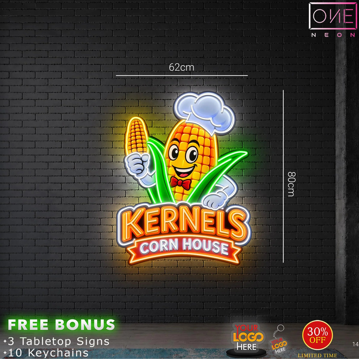 KERNELS CORN HOUSE | Waterproof LED Neon Sign (2 signs)