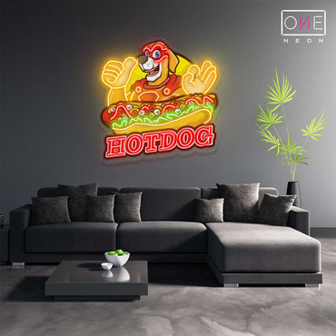 Enseigne néon LED œuvre d'art Hot-dog