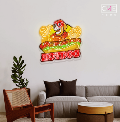 Enseigne néon LED œuvre d'art Hot-dog