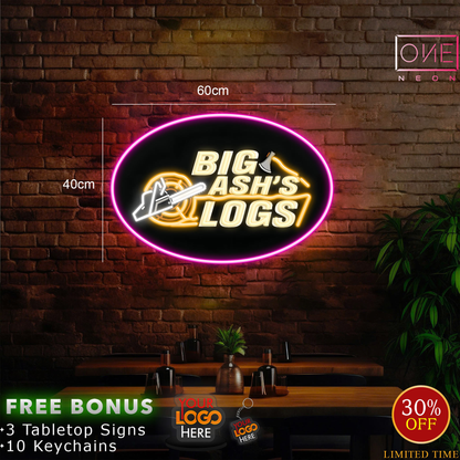 BIG ASH'S LOGS | LED Neon Sign
