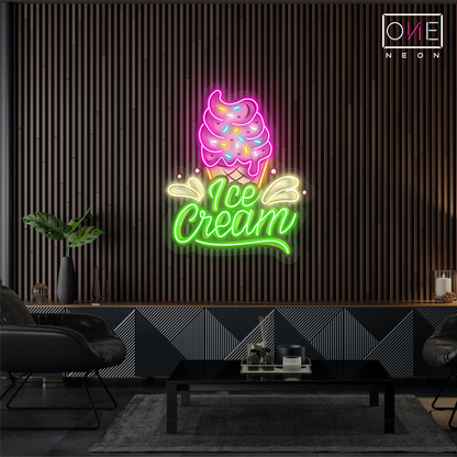 Enseigne néon LED représentant une glace