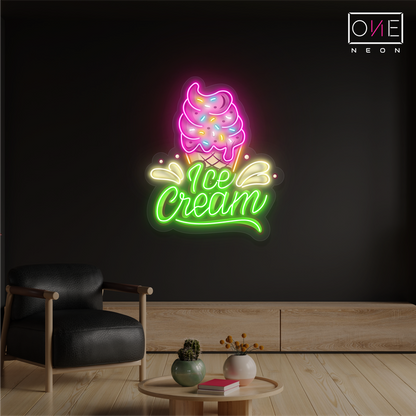 Enseigne néon LED représentant une glace