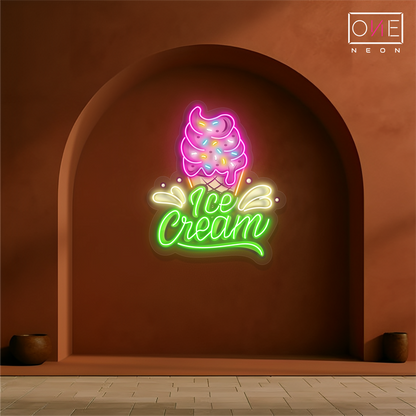 Enseigne néon LED représentant une glace
