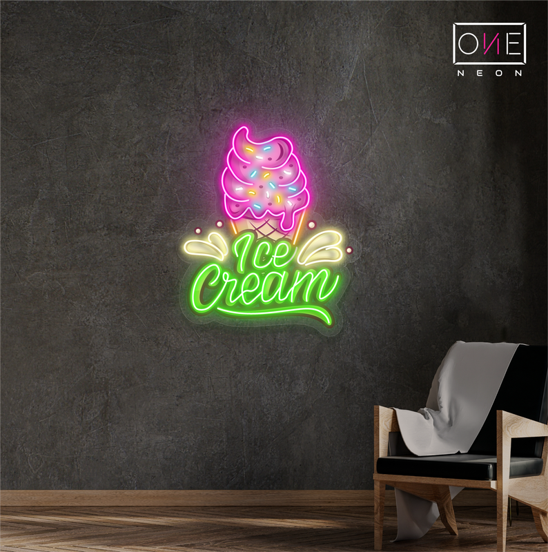 Enseigne néon LED représentant une glace