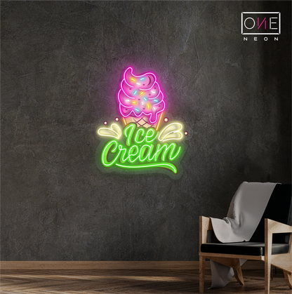 Enseigne néon LED représentant une glace