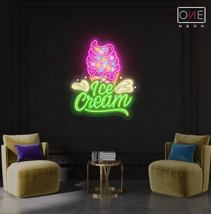 Enseigne néon LED représentant une glace