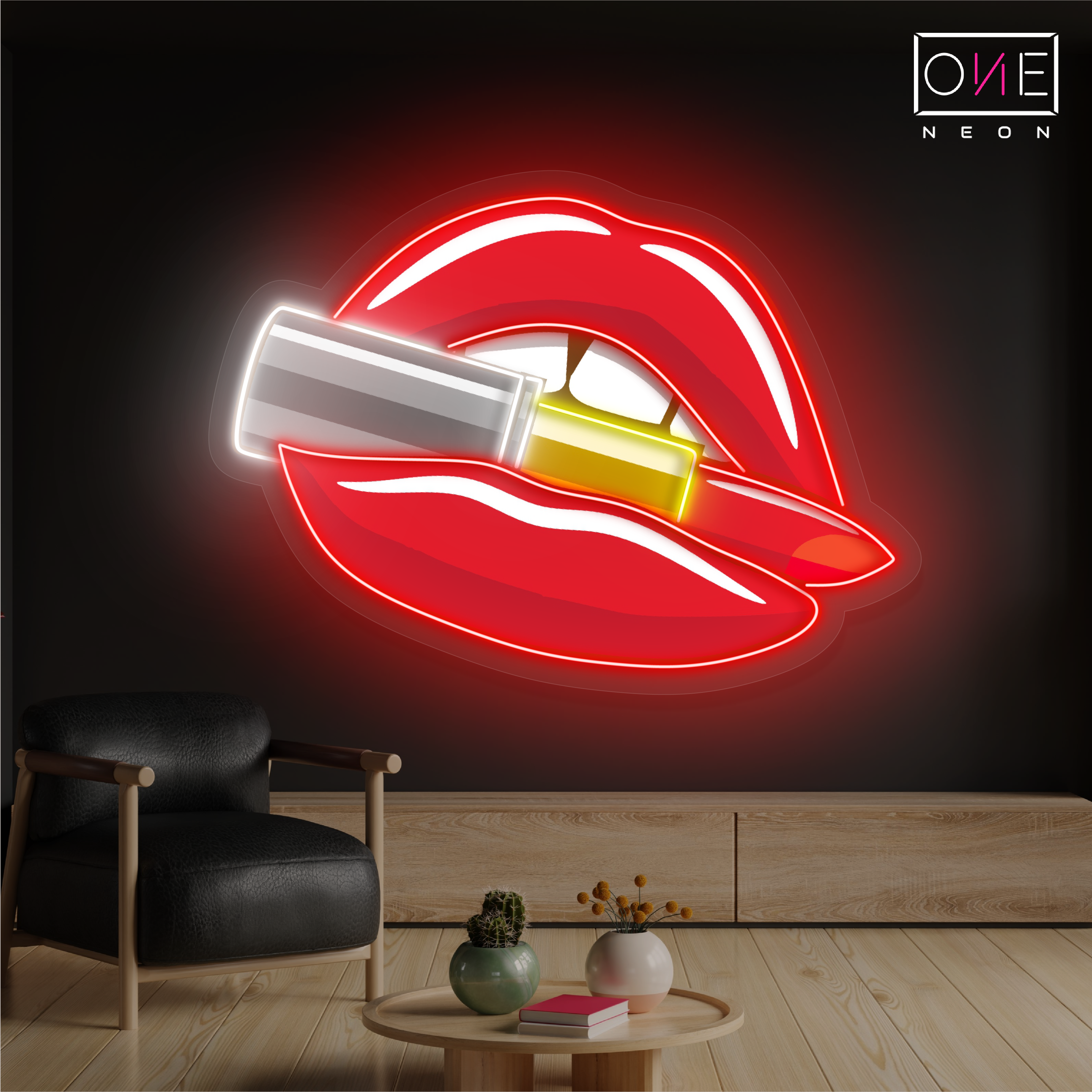 Red Lips & Lipstick Artwork Led Neon Sign – ONE Neon™ Sign - GB