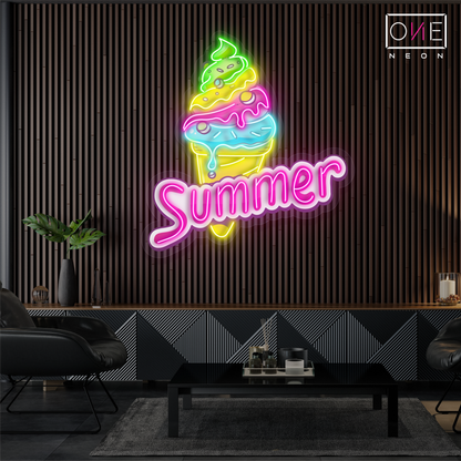 Enseigne lumineuse LED néon « Crème glacée d'été »