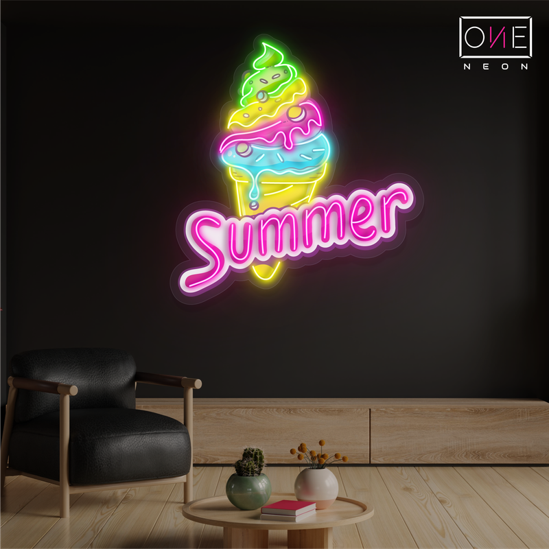 Enseigne lumineuse LED néon « Crème glacée d'été »