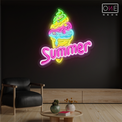 Enseigne lumineuse LED néon « Crème glacée d'été »