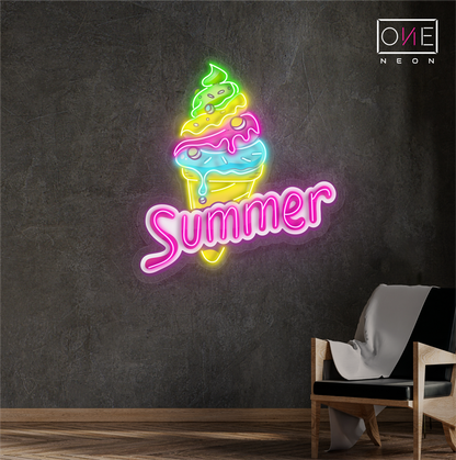 Enseigne lumineuse LED néon « Crème glacée d'été »