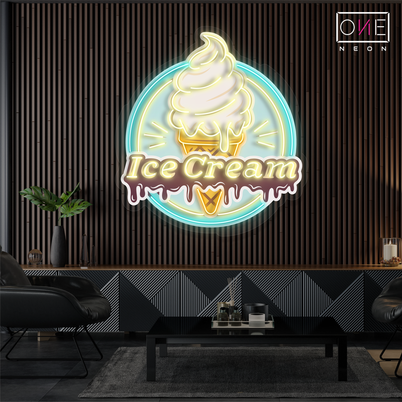 Enseigne néon LED crème glacée rétro