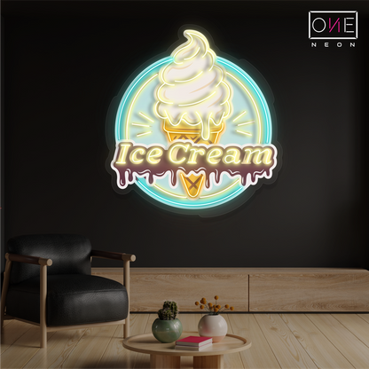 Enseigne néon LED crème glacée rétro