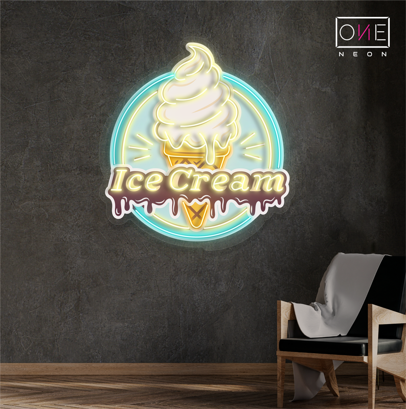 Enseigne néon LED crème glacée rétro