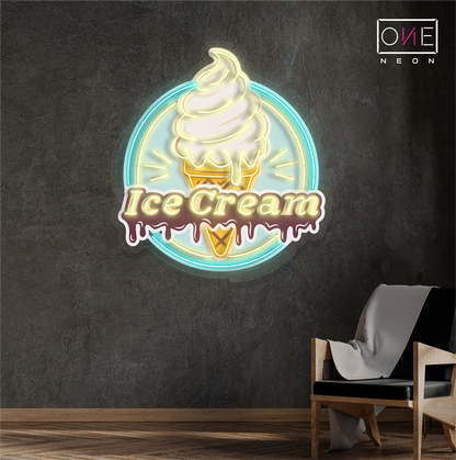 Enseigne néon LED crème glacée rétro