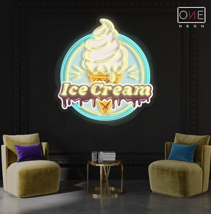 Enseigne néon LED crème glacée rétro