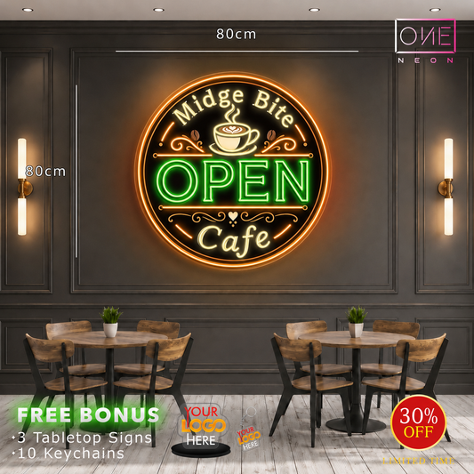 Midge Bite Open Cafe | LED Neon Sign (waterproof)