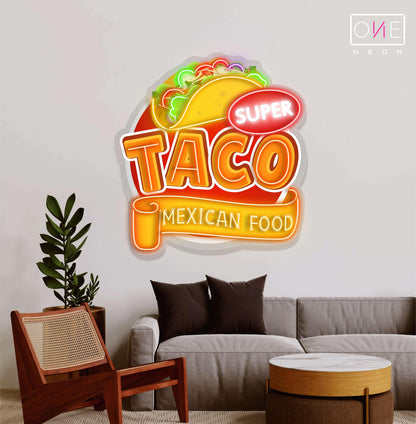 Super Taco Mexican Food Artwork Led Neon Sign