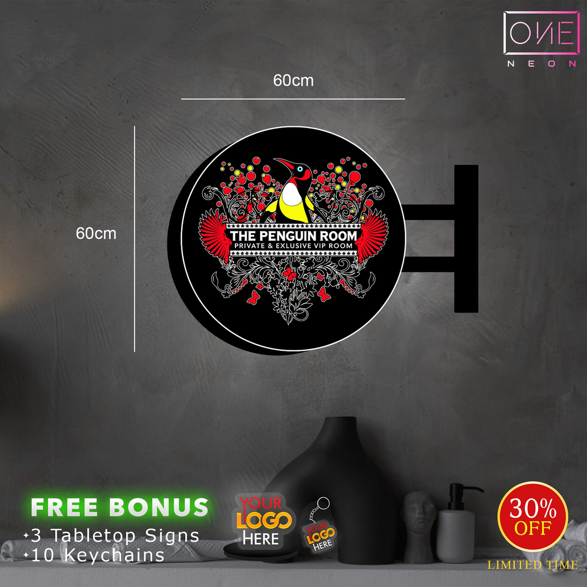 The Penguin Room  | LED Neon Sign ( light box)