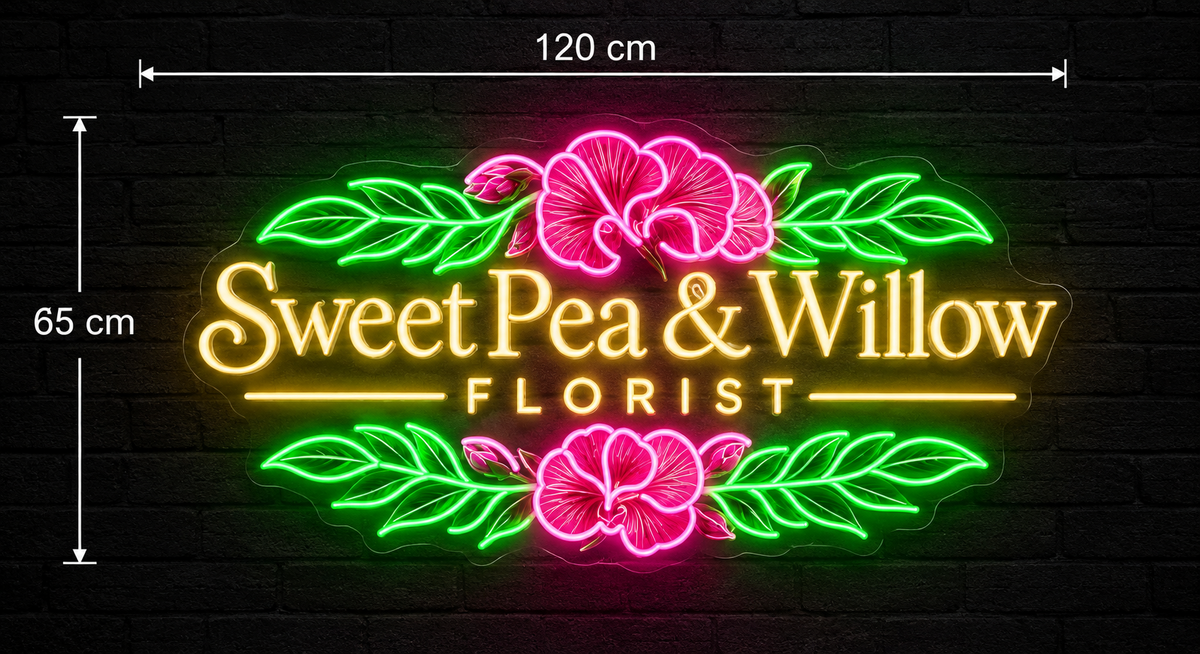 Sweat pea & willow   | LED Neon Sign ( 30 keychains)