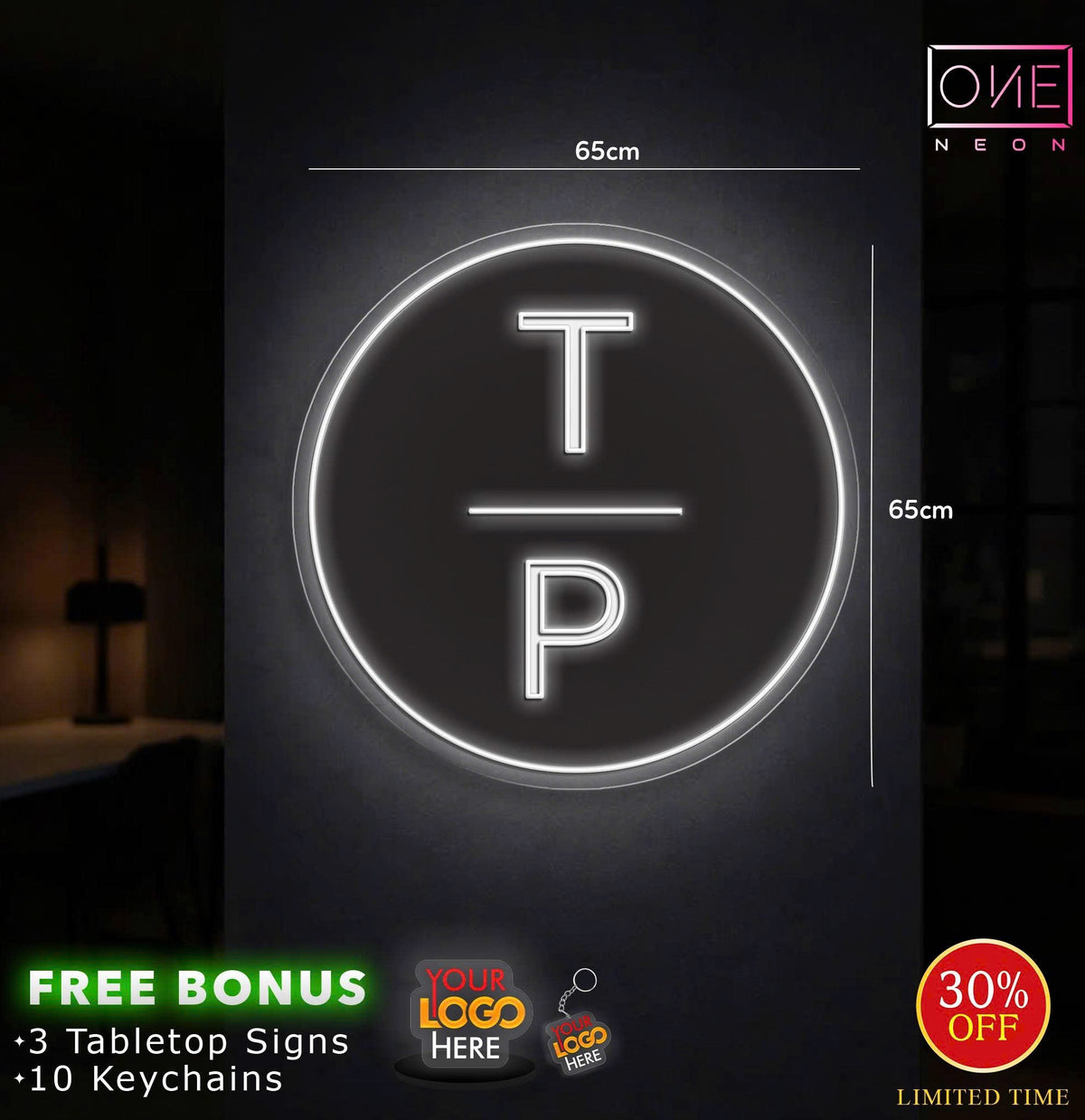 TP & JTV | LED Neon Sign (2 signs+70 keychians+11 tabletops)