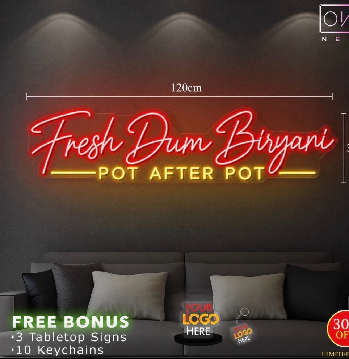 Fresh Dum biryani| LED Neon Sign (3 signs - express shipping)