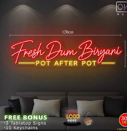 Fresh Dum biryani| LED Neon Sign (3 signs - express shipping)