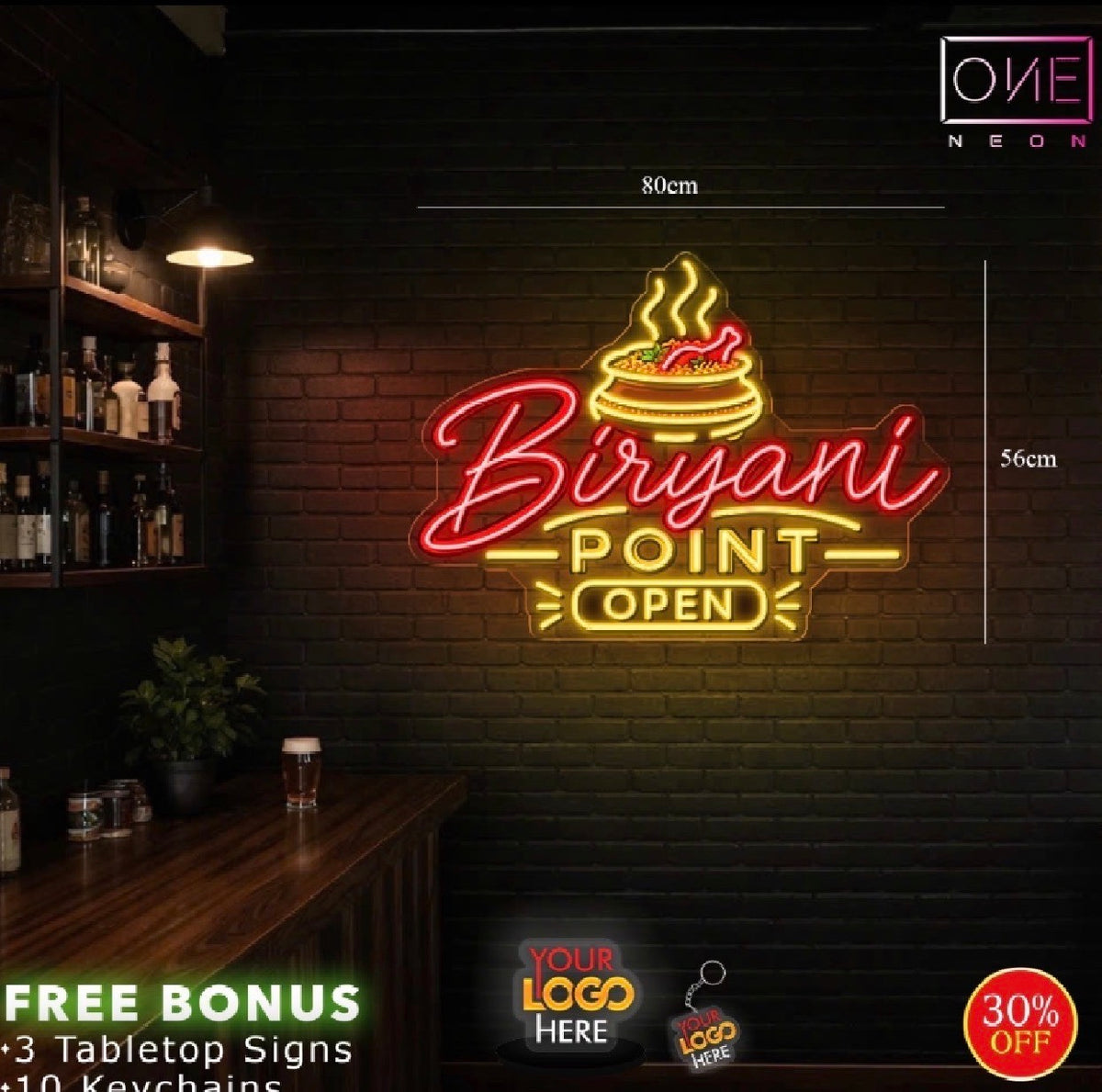 Fresh Dum biryani| LED Neon Sign (3 signs - express shipping)