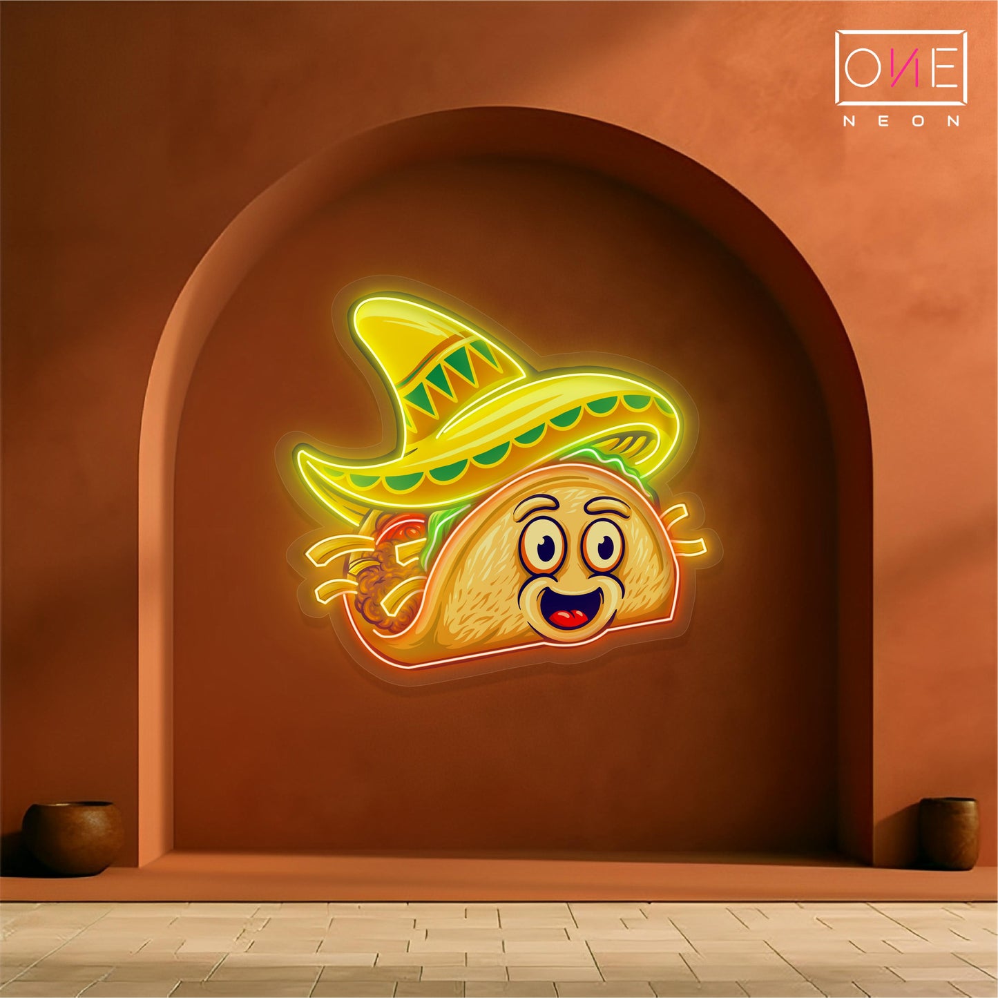 Enseigne néon LED artistique de tacos mignons et délicieux
