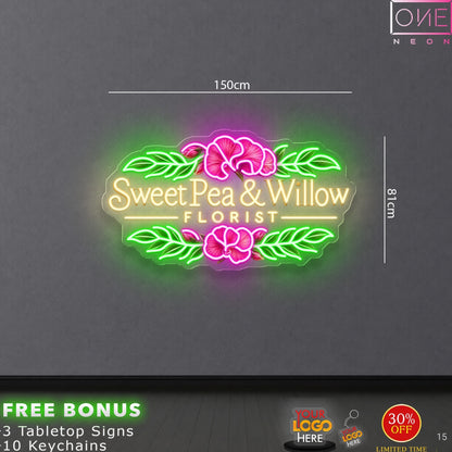 Sweat pea & willow   | LED Neon Sign ( 30 keychains) (Copy)