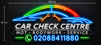 CAR CHECK CENTRE| LED Neon Sign ( 20 keychains + 3 tabletops)