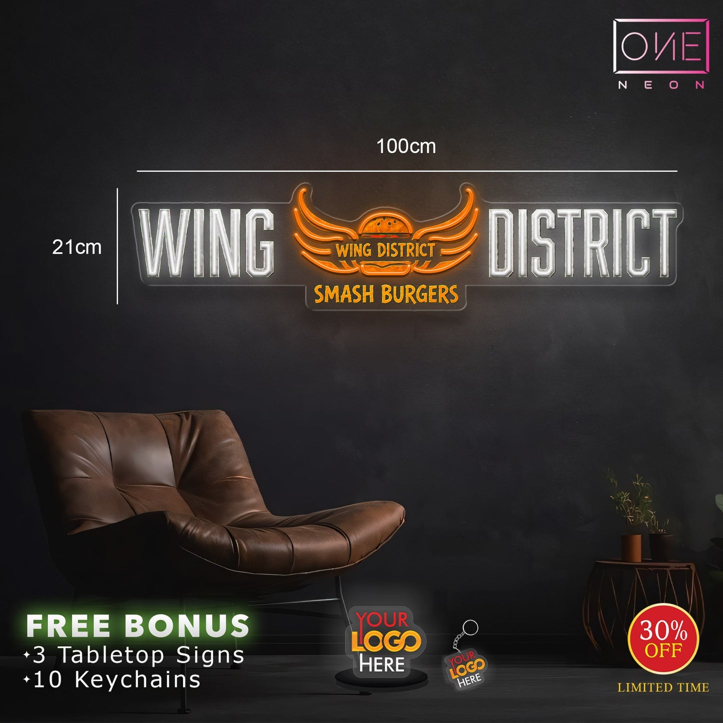 WING DISTRICT| LED Neon Sign (2 signs)