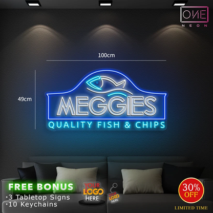 Meggies Restaurant Ltd ( 2 signs + 13 tabletops + 20 keychains) | LED Neon Sign