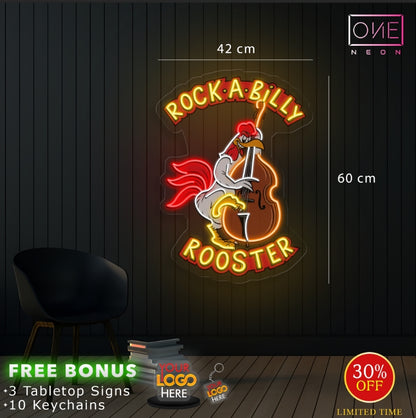Rock a billy rooster | Led Neon Sign